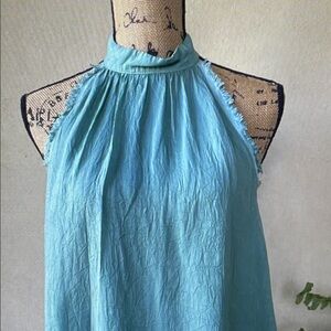 Free People Aqua Halter Neck Tank Top